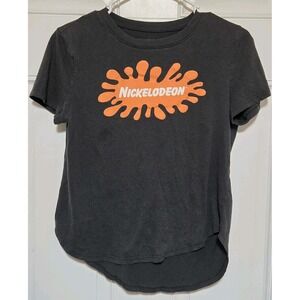Nickelodeon Women's Juniors T Shirt Size M Splat Logo Black